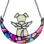 Stained Glass Angel Window Hangings Suncatcher Dog Memorial Gifts for Loss of Dog, Pet Memorial Gifts for Dogs, Loss of Dog Sympathy Gift, Dog Bereavement Gift, Memorial Dog Passing away Gifts