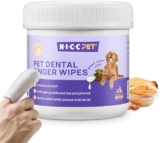 HICC PET Teeth Cleaning Wipes for Dogs & Cats, Remove Bad Breath by Removing Plaque and Tartar Buildup No-Rinse Dog Finger Toothbrush, Disposable Gentle Cleaning & Gum Care Pet Wipes, 50 Counts