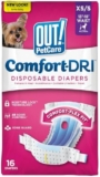 OUT! Petcare Disposable Dog Diapers for Female Dogs, Dog Heat Diapers, Female Dog Period Pads, Female Doggy Diaper for Peeing, Pet Diapers for Small Pets,13”-18” Waist, XS/Small, 16 Count