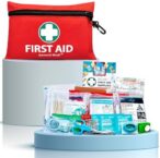 General Medi Mini First Aid Kit, 110 Piece Small First Aid Kit – Includes Emergency Foil Blanket, Scissors for Travel, Home, Office, Vehicle, Camping, Workplace & Outdoor (Red)