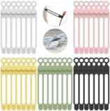 35pcs Silicone Cable Ties,Reusable Cable Management Organizer, Wire Ties，Travel Cord Ties，Cord Organizer for Bundling Cable Cords in Home,Office,Kitchen,School(5 Colors)