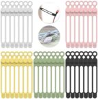 35pcs Silicone Cable Ties,Reusable Cable Management Organizer, Wire Ties，Travel Cord Ties，Cord Organizer for Bundling Cable Cords in Home,Office,Kitchen,School(5 Colors)