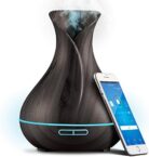 Smart WiFi Wireless Essential Oil Aromatherapy 400ml Ultrasonic Diffuser & Humidifier with Alexa & Google Home Phone App & Voice Control – Create Schedules – LED & Timer Settings Dark Brown