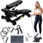 Fitflex Mini Stepper with Resistance Bands – Portable Compact Stair Climber for Full – Body Home & Office Workouts, Smooth Operation, 330 LBS Capacity, with Free Wrist Strengthener, Mat & Spare Parts