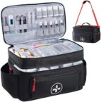 BAGSFY Travel Medicine Bag Organizer, Medical Bag Empty, Pill Bottle Organizer for Home, Large Medication Storage, Travel Carrying Case First Aid Kit Bags Empty, Emergency Kit.