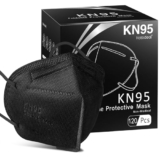 Hotodeal KN95 Face Mask 120 PCs, Black KN95 Mask, 5 Layers Cup Dust Mask, for Men, Women, Healthcare Worker, Essential Workers