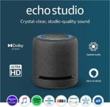 Amazon Echo Studio (newest model), Our best-sounding smart speaker ever – With Dolby Atmos, spatial audio processing technology, and Alexa, Charcoal