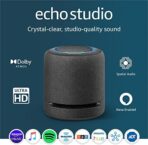 Amazon Echo Studio (newest model), Our best-sounding smart speaker ever – With Dolby Atmos, spatial audio processing technology, and Alexa, Charcoal