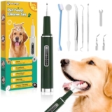 Dog Plaque Remover for Teeth – Pet Ultrasonic Tooth Cleaner, 6 Adjustable Modes Dog Teeth Cldaning Kit with LED Light, Cats and Dogs Tartar Remover for Teeth (Green, Large)