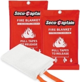 SecuCaptain Emergency Fire Blanket for Home and Kitchen – 2 Pack 40″x40″ Flame Suppression Fiberglass Fire Blankets for House Camping Car Office Warehouse Emergency Survival Safety