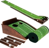 Putting Green Indoor Mat Outdoor Golf Putting Mat with Automatic Ball Return – Ideal for Home, Office, and Outdoor Use