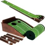 Putting Green Indoor Mat Outdoor Golf Putting Mat with Automatic Ball Return – Ideal for Home, Office, and Outdoor Use